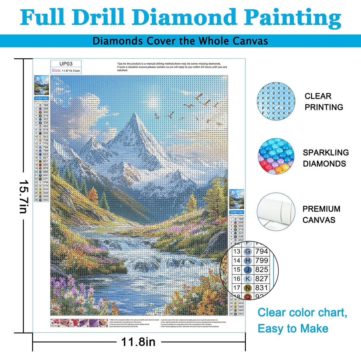 Upigi Diamond Painting Kits for Adults,Landscape Scenery DIY 5D Diamond Art Kits for Beginners,Round Full Drill Landscape Scenery Mountains Gem Art Crafts Kit for Home Wall Decor 12 x 16 Inch Upigi
