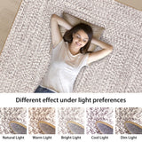 ROYHOME 8x10 Area Rug Machine Washable Rug for Living Room Print Braided Accent Rug Stain Resistant Non-Slip Carpet Farmhouse Solid Printed Textured Floor Cover for Home Decor, Beige/Grey ROYHOME
