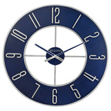 Bulova Steel Oversize Wall Clock, 27", Silver and Blue Bulova