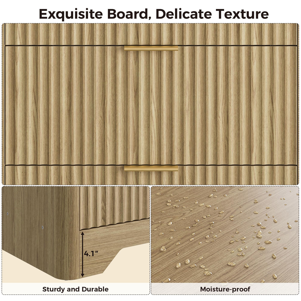 IRONCK 30" Bathroom Vanity with Ceramic Sink, Freestanding Bathroom Sink Cabinet with 2 Drawers & 1 Flip-Down Drawer, Wood Grain Texture, Farmhouse IRONCK