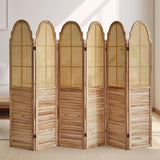 Asnefeli 6 Panels Room Divider Screen, Rustic Rattan Room Divider, Wood Folding Privacy Screen, Foldable Wood Divider Wall, Portable Partition Panel, Wall Divider for Room Separation (Natural) Asnefeli