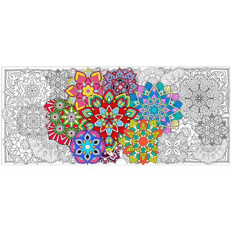 BZaber Coloring Poster for Kids & Adults - Mandala Giant Wall Art Decorations - Jumbo Coloring Posters for Bedroom & Living Room - DIY Painting Crafts (Mandala Flower, 55"x24") BZaber