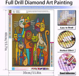 mrpwnle Cat Diamond Painting Kits for Adults Beginners, DIY Cute Cat Diamond Art Kits for Adults 5D Full Drill Diamond Art Dots Gem Paintings Kit for Festival Home Wall Decor 12x16inch mrpwnle