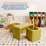 ECR4Kids Tri-Me Table and Cube Chair Set, Multipurpose Furniture, Fern Green, 3-Piece ECR4Kids