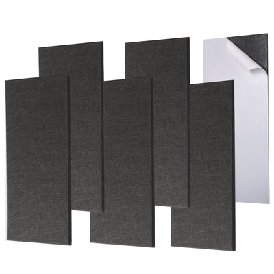 6 Pack Self-adhesive Acoustic Panels,15.75" X 31.5" X 0.47" Soundproof Wall Panels, High Density Beveled Edge Sound Absorbing Panels, Acoustic Treatment for Studio Home and Office (Black)
