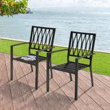 NUU GARDEN 6 Piece Patio Dining Chairs, Stackable Outdoor Dining Chair with Metal Frame, Bistro Patio Chairs for Backyard Lawn Deck Poolside Porch, Black NUU GARDEN