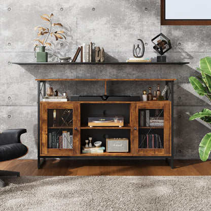 WLIVE TV Stand 55 inch TV,Tall Entertainment Center with Storage, Farmhouse Industrial TV Console for Bedroom Living Room, Rustic Brown - WoodArtSupply