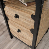 Sauder Steel River L-Shaped Desk, L: 59.84" x W: 57.32" x H: 29.53", Milled Mesquite Finish Sauder