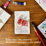 Deckle Edge Watercolor Paper, 100% Cotton, 140 LB, 300 GSM, 4x6”, 30 Sheets Mixed Media Paper for Dry & Wet Technique, Acid Free, tumuarta Blank Cards is Perfect for Greeting Cards & Thank You Notes tumuarta