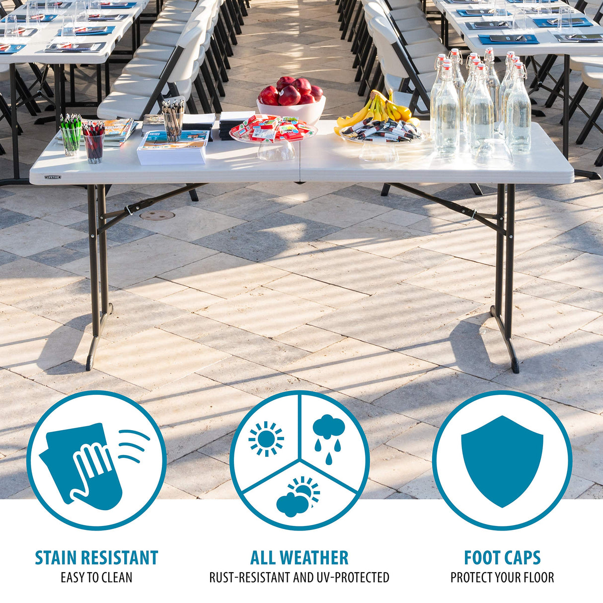 Lifetime Commercial Fold-in-Half Table, 6-Foot, Almond Lifetime