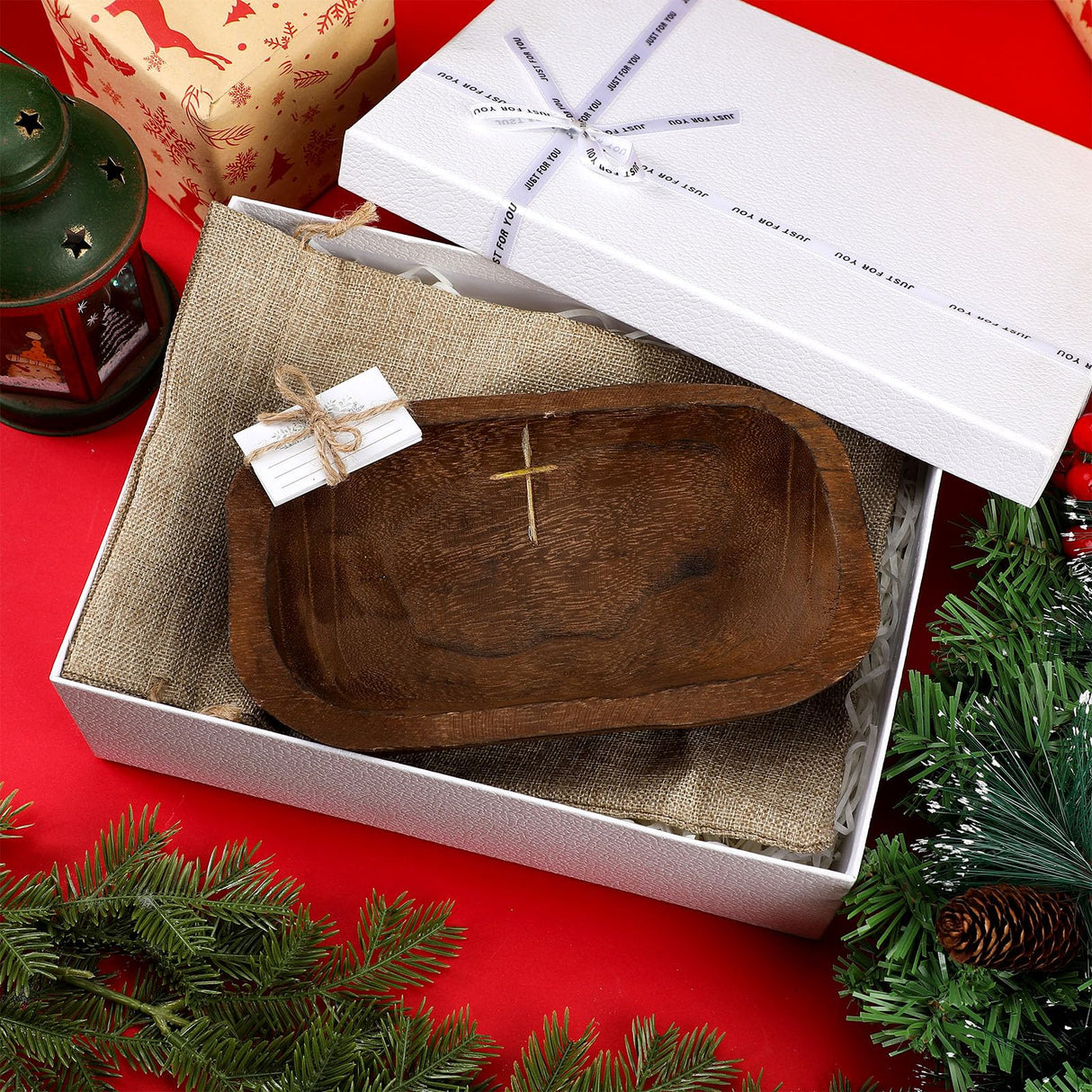 Eaasty 1 Set Prayer Wooden Dough Bowl with Card Religious Cross Christian Prayer Religious Gift for Women 10 Blessing Card Small Bowl Congregation Gift Resin Bread Container with Linen Bag (Brown) Eaasty