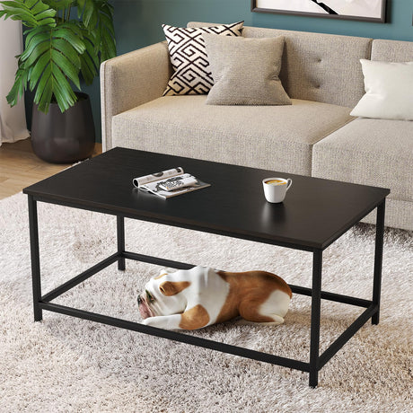 SAYGOER Coffee Table Black Coffee Tables Modern Simple Rectangular Center Table for Living Room Home Office Minimalist Industrial Living Room Table, 39.3D x 19.7W x 17.7H, All Black SAYGOER