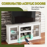 WLIVE Retro TV Stand for 65 inch TV, TV Console Cabinet with Storage, Open Shelves Entertainment Center for Living Room and Bedroom, White WLIVE