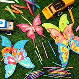 Wenqik 12 Pack Wind Chime Kit Spring Crafts Wooden Arts Make Your Own Wind Chime Ornaments DIY Coloring Craft for Spring Art Activities Favor Supplies(Butterfly) Wenqik