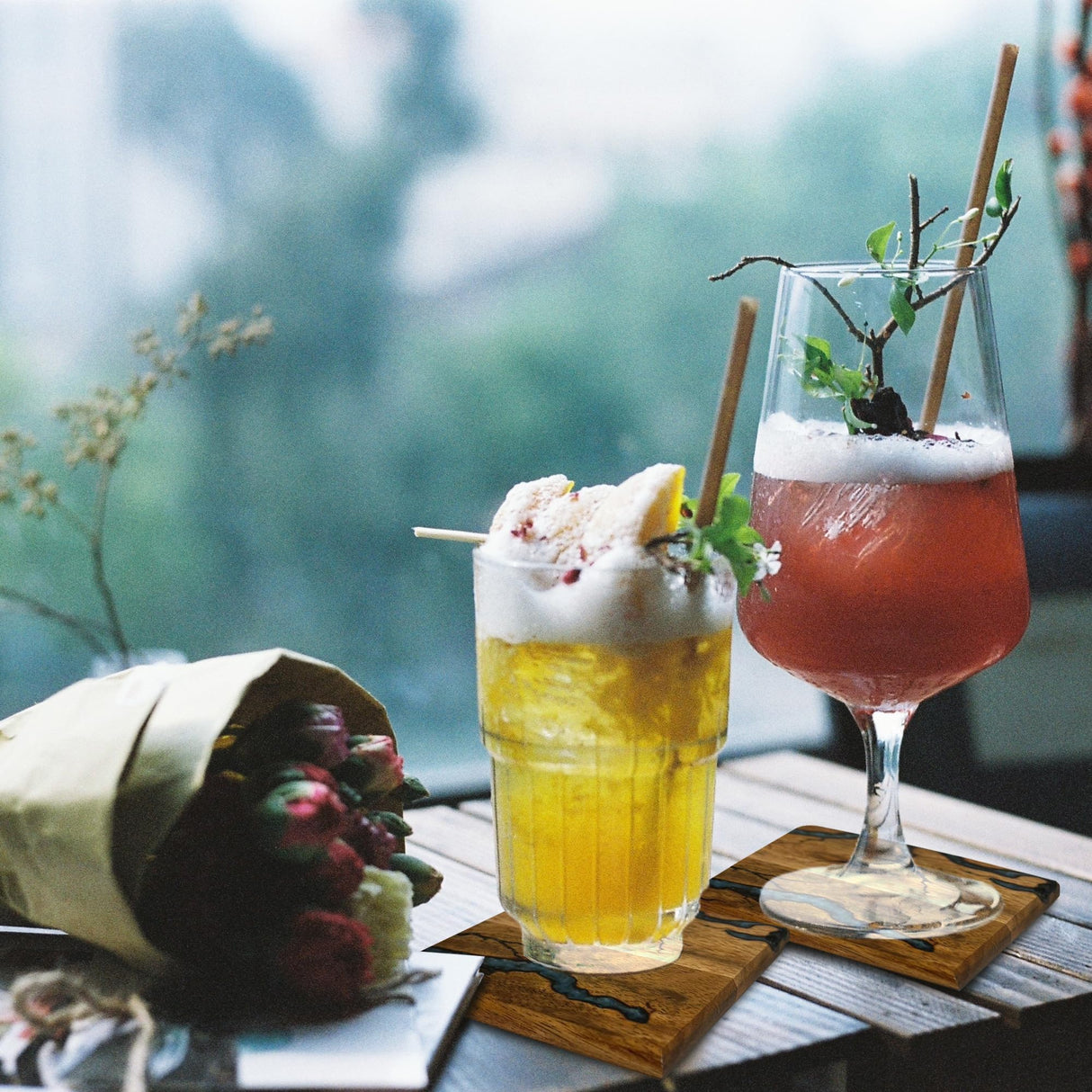 Cultured Creation | Beautiful Epoxy Resin and Wood Coaster Set | Ideal for Tabletop Protection | Enhance Your Coffee Table or Any Home Decor for Any Occasion CULTURED CREATION