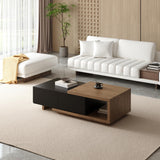 homary Extendable Coffee Table, 47"-69" Expandable Walnut Coffee Table with 2 Drawers, Modern Adjustable Center Table for Living Room & Small Spaces (Black & Walnut) homary