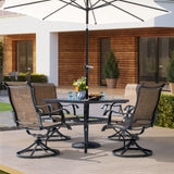 NUU GARDEN Outdoor Dining Set 5-Piece Patio Set with Weather-Resistant Table and 4 Textilene Swivel Chairs for Yard, Deck and Poolside, Brown and Black NUU GARDEN