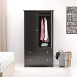 Prepac Sonoma Wardrobe Cabinet: Armoire Dresser for Bedroom with Adjustable Shelf. Features 2-Door Wardrobe Closet & 2 Drawers, Ideal Closet for Bedroom, 22"Dx31.5"Wx58.75"H, Black - BDC-3359-K Prepac