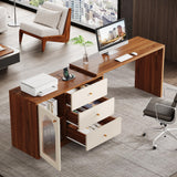 Tribesigns L Shaped Computer Desk with Drawers, Modern Corner Home Office Desk with Reversible Storage Cabinet, Long Study Writing Desk Workstation for Home Office, Rustic Brown Tribesigns