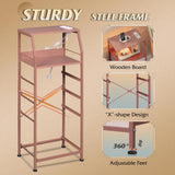 WLIVE 4 Drawer Dresser for Bedroom, 37" H Nightstand with Charging Station and Led Light, Tall Night Stand Bed Side Table, End Table with USB Ports and Outlets, Fabric Bins, Wood Shelf, Pink WLIVE