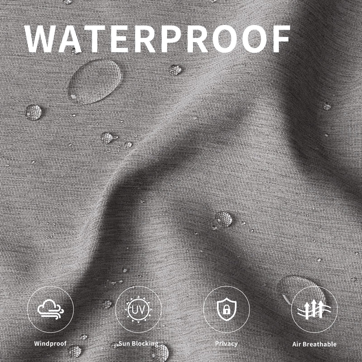 Easy-Going Linen Look Outdoor Curtains Waterproof Windproof Porch Curtains, Soft Thicken Outdoor Privacy Curtains for Patio, Gazebo, Grommet Top and Tab Bottom Drape, 2 Panels, 54x84 inch, Grey Easy-Going