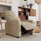 zzlay Recliner Chair for Living Room, Modern Adjustable Home Theater Seating Single Sofa Manual Push Back Armchair with Soft Linen Upholstery & High Backrest for Small Spaces, Linen-Cream zzlay