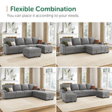 HONBAY Sectional Sofa with Storage Seat U Shaped Sectional Couch with Reversible Chaise Convertible Sectional Couches for Living Room,Light Grey HONBAY