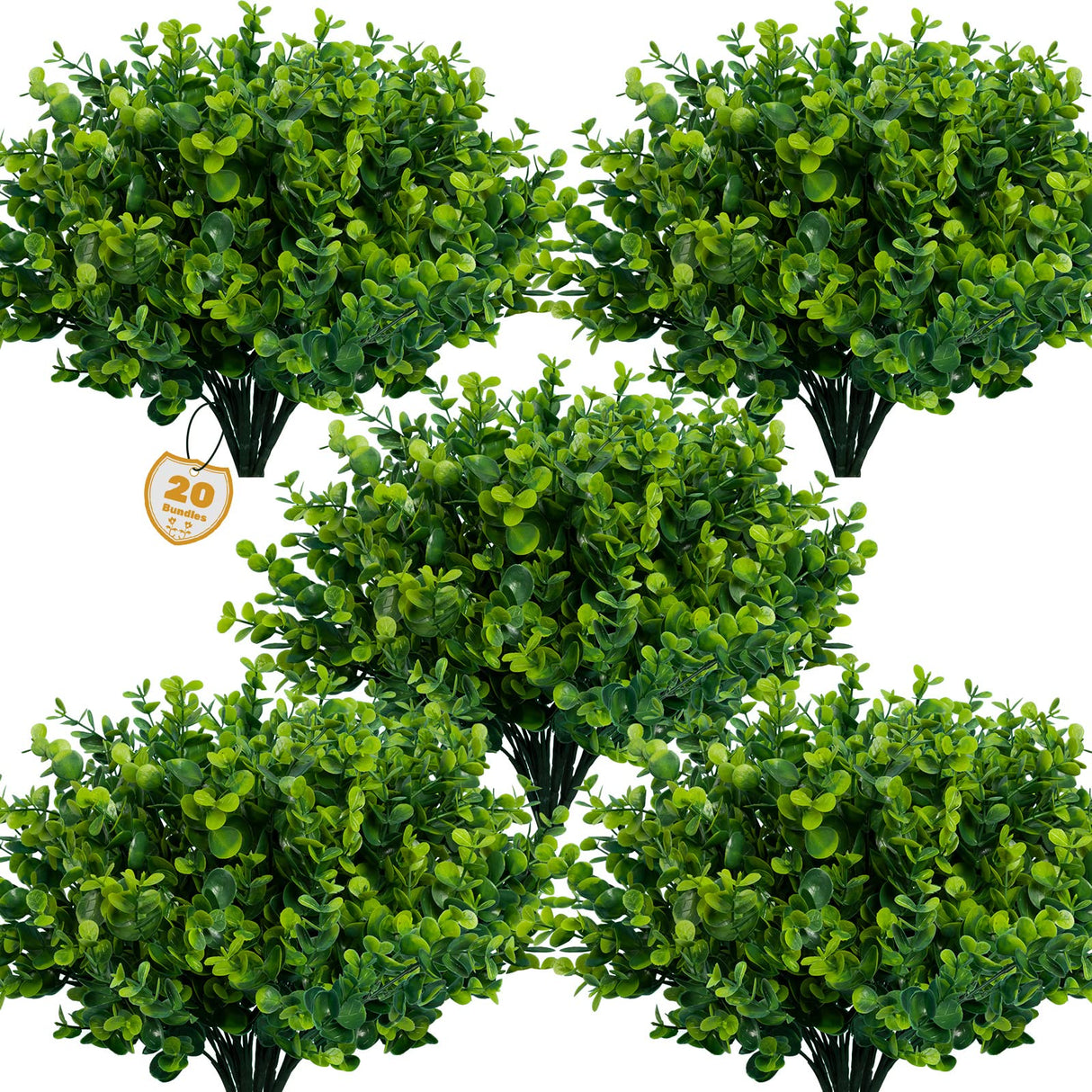Lnoicy Artificial Greenery Plants Outdoor UV Resistant Fake Plants Boxwood Shrubs Grass,20 Bundles for Farmhouse Home Garden Office Patio Backyard Wedding and Indoor Outdoor Decoration Lnoicy