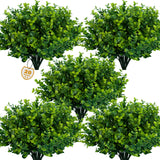 Lnoicy Artificial Greenery Plants Outdoor UV Resistant Fake Plants Boxwood Shrubs Grass,20 Bundles for Farmhouse Home Garden Office Patio Backyard Wedding and Indoor Outdoor Decoration Lnoicy