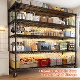REIBII Storage Shelves 3200 LBS Capacity Wire Shelving with Wheels Heavy Duty Metal Shelf for Warehouses, Garage,Kitchens, School,Commercial Shelf, 73" H X 60" W X 18" D, 2 Pack REIBII