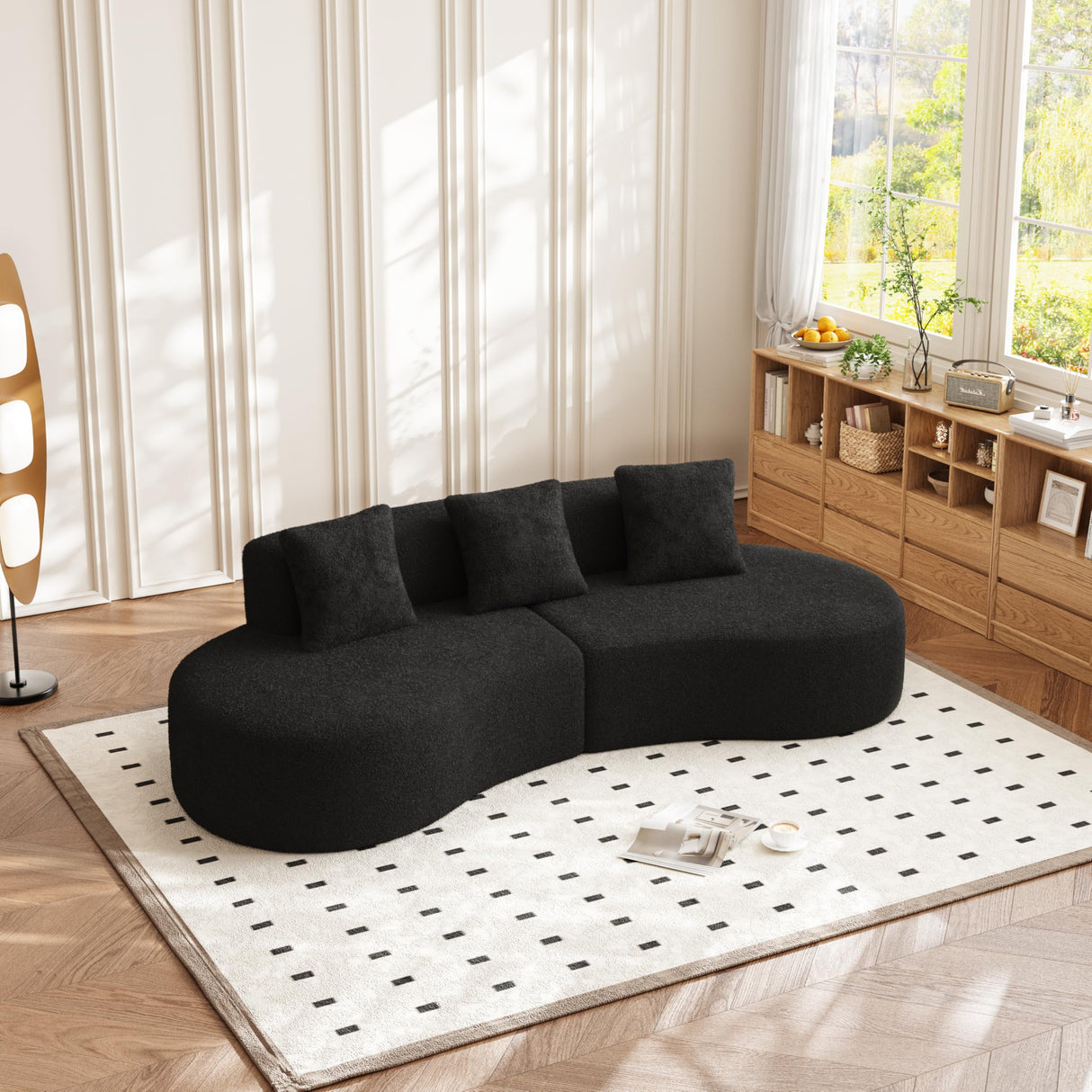 RAVADOEN 109" Curved Couch, Raindrop Velvet Fabric Modern 5 Seater Curved Shaped Sectional Sofa for Living Room, Bedroom, Office, No Assembly RAVADOEN