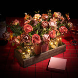 DUOER 3 Pcs Mason Jar Centerpiece Table Decorations for Dining Table Decor Farmhouse Coffee Table Decor with Wood Tray and Led Light Table Centerpieces for Dining room Kitchen Living Bathroom,Orange DUOER