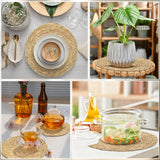 Elcoho 40 Pieces Round Woven Placemats 12 Inch Boho Rattan Placemats Farmhouse Braided Place Mats Woven Plate Chargers Rustic Wicker Table Mats for Dining Table Elcoho