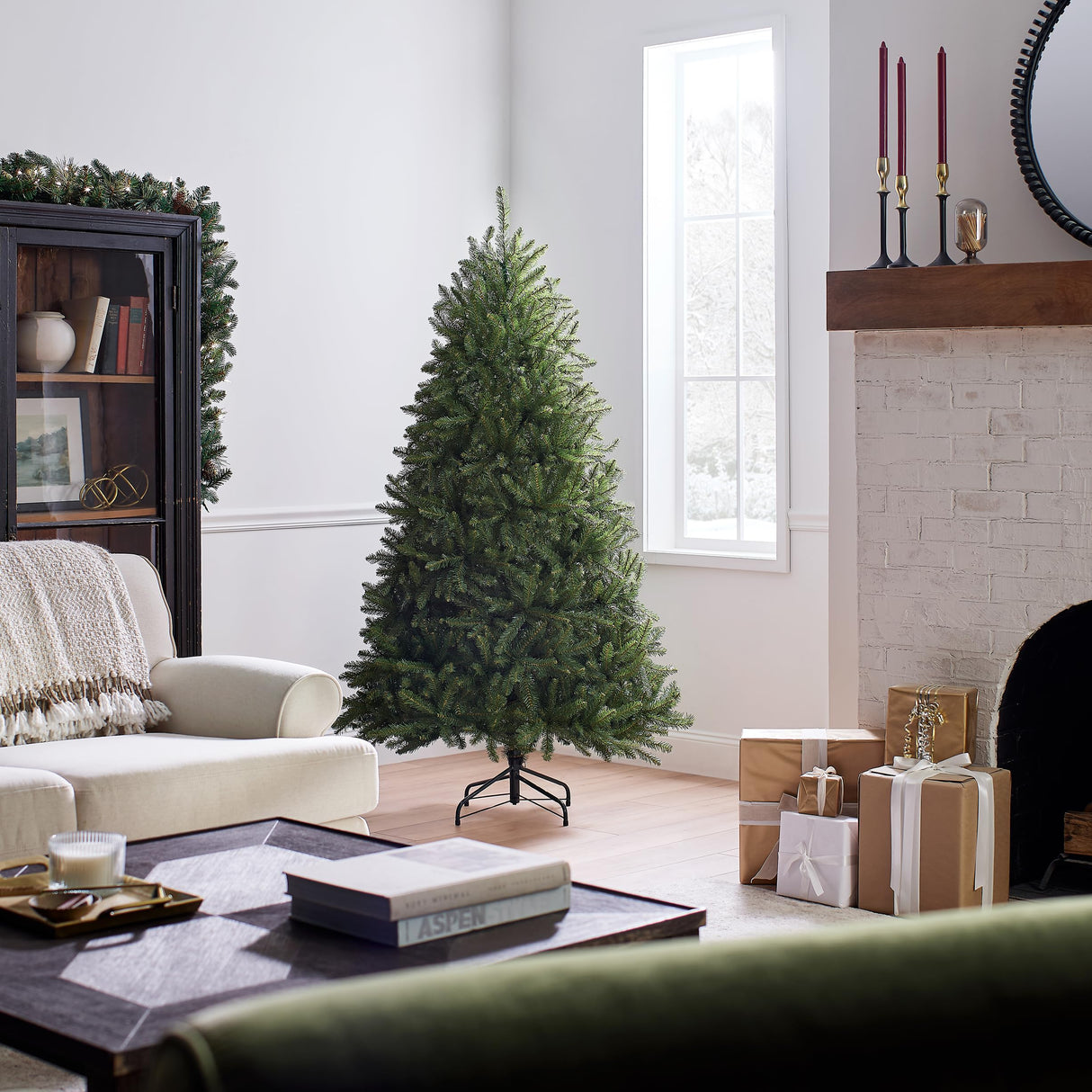 National Tree Company Artificial Full Christmas Tree, Green, Dunhill Fir, Includes Stand, 6 Feet National Tree Company