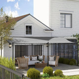 Outsunny 10' x 20' Outdoor Pergola Canopy, Wall-Mounted Metal Patio Canopy with Weather-Resistant Fabric and Drainage Holes for Backyard Garden Porch Beach, Dark Gray Outsunny