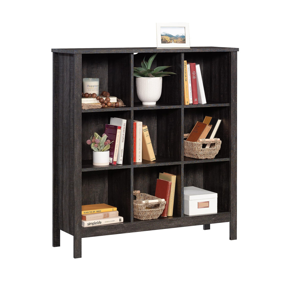 Sauder Miscellaneous Storage 9 Cube Storage Bookcase, Blade Walnut Finish Sauder