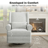 RoyalCraft Swivel Recliner Chair with Extra Large Footrest, Comfy Upholstered Glider Rocking Chair for Living Room, Bedroom and Office, Off White RoyalCraft