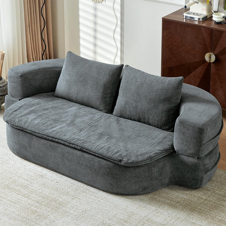 79" Convertible Sleeper Sofa Bed, Flodable Futon Chair Bed with Pillow & Blanket, Grey Boneless Sofa in Box, Lazy Floor Lounger Couches for Living Room, Compressed Couch in a Box, Velvet Fabric UKMTUET