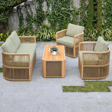 DAYARUS 4 Piece Patio Furniture Set, Aluminum Patio Conversation Set, Rope Rattan Patio Sectional Sofa, All Weather Outdoor Sofa Couch with Coffee Table and Cushions for Lawn/Backyard/Deck, Green DAYARUS