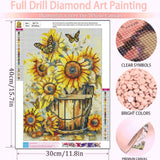 Sunflowers Diamond Art Kits for Adults-Butterflies Adult Diamond Painting Kits,Sunflowers Gem Art for Adults for Gift and Home Decoration(12x16inch) Arttoplus
