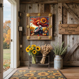 5D Fall Diamond Art Kits for Adults, Sunflower Diamond Painting for Adults Beginner, DIY Full Drill Diamond Dot Gem Painting for Home Wall Decor 13.7x13.7inch BYGFHLYW