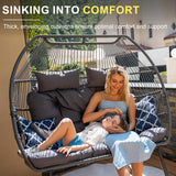 Sundale Outdoor Egg Chair, Rocking Double Egg Chair Outdoor Indoor, 2 Person Egg Loveseat Chair for Patio Balcony Porch Backyard (Grey) Sundale Outdoor