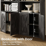 IRONCK Industrial Bookshelves and Bookcases with Doors 11.8 in Depth Set of 2 Floor Standing 5 Shelf Display Storage Shelves Bookcase Home Decor Furniture for Home, Office, Living Room, Bedroom IRONCK