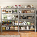 REIBII 1500LBS Storage Shelves 61.7''W Wire Shelving Unit 5 Tier Metal Shelving for Storage Rack Shelves Heavy Duty Garage Shelf Pantry Shelves Kitchen Shelving, 61.7" W*72.4" H*15.8" D, Chrome REIBII