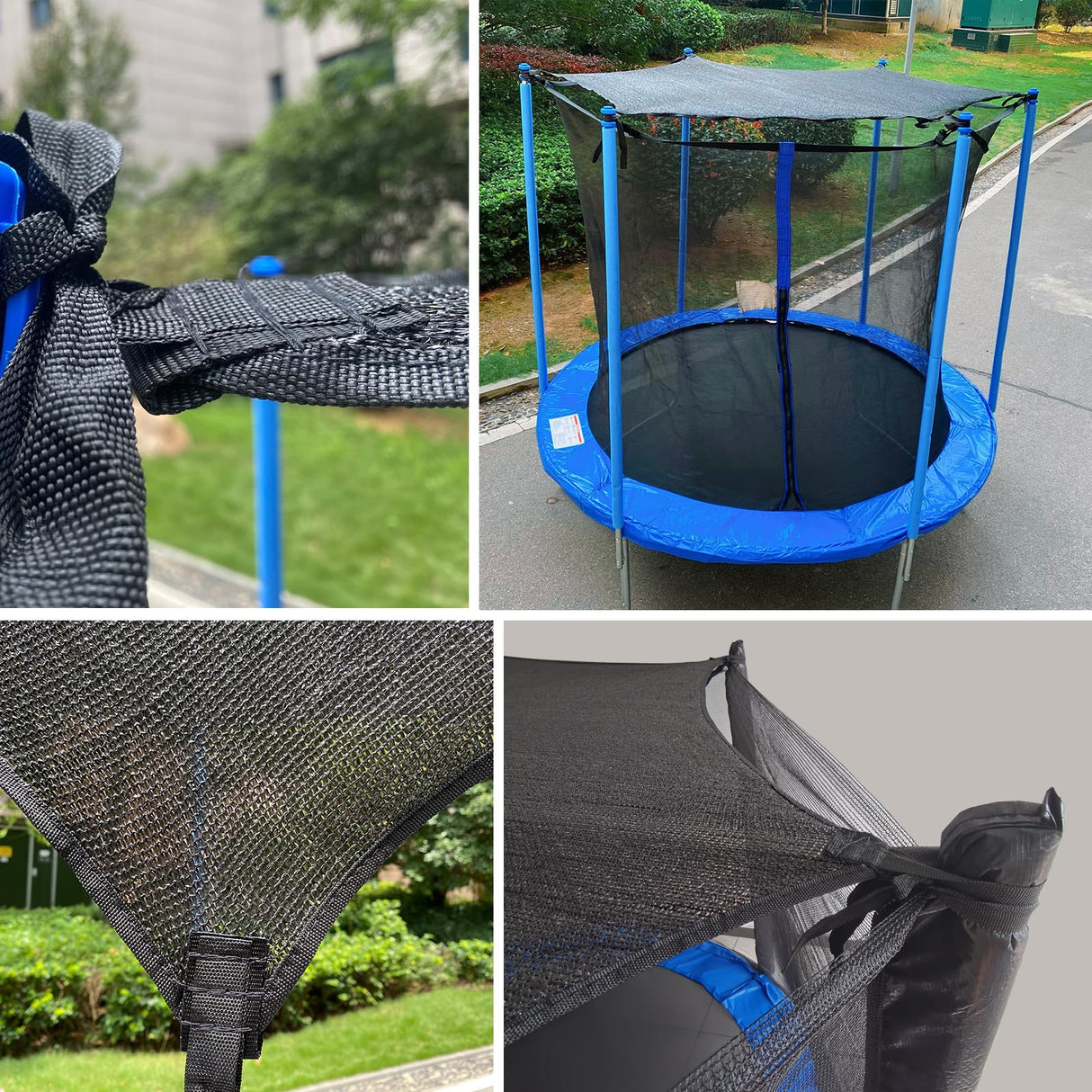 XATAMIO Trampoline Shade Cover,Outdoor Trampoline Cover 8ft 10ft 12ft 14ft 16ft Sun Protection Trampoline Sun Shade Cover,Easy to Install,for Backyard Playground (12FT 6 Poles) XATAMIO