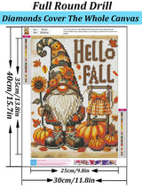 Fall Gnome Pumpkin Sunflower Diamond Art Kits for Adults, 5D Diamond Painting Kits for Adults Beginners, DIY Full Round Drill Diamond Dot Painting Gem Art Kits for Adult,Home Wall Decor 11.8x15.7 Inch VCLKDIY