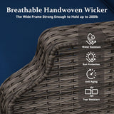 Audumas Outdoor Patio Loveseat, All-Weather 2-Seater Wicker Loveseat with Cushions, Outdoor Patio Love Seat Sofa for Garden, Balcony and Deck Audumas