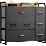 DWVO Fabric Dresser with 7 Drawers, Black Dresser & Chest of Drawers, Storage Tower with Large Capacity, Organizer Unit for Bedroom, Living Room & Closets DWVO