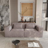 JACH 86.62" Modular Sectional Couch, Huge Plus Love Seat Sofa, Modern Comfy Corduroy Couches, Sofa Furniture for Living Room, Office, Apartment, Brown JACH