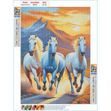 GDYEEH DIY 5D Running Horse Diamond Art Kits, Round Full Drill Mountain Diamond Painting Picture, Sunset Painting by Numbers Art Kits for Adults Beginners Home Wall Decor 12x16 inch GDYEEH